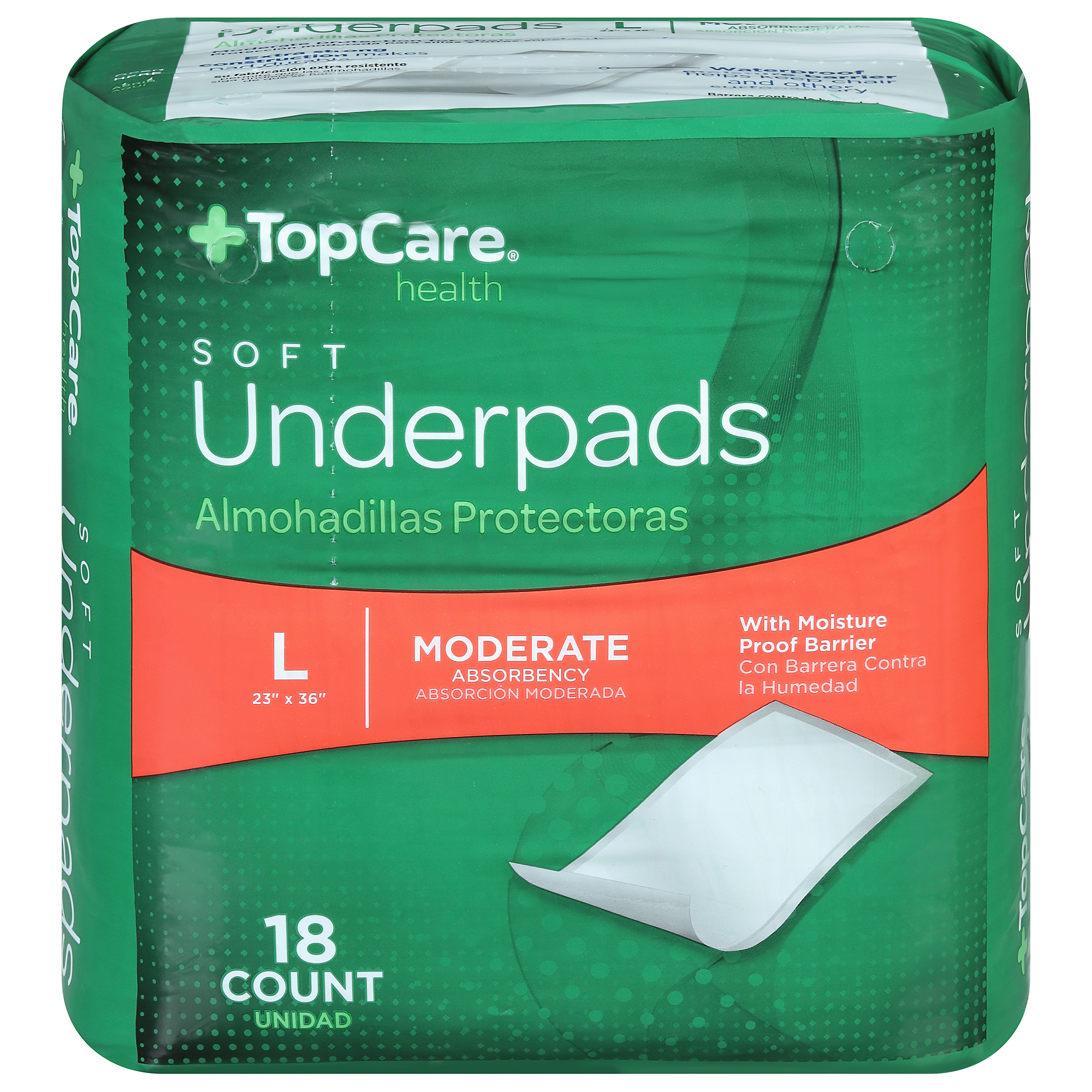 TopCare Health Womens Soft Moderate Absorbency Underpads Large 18 ea