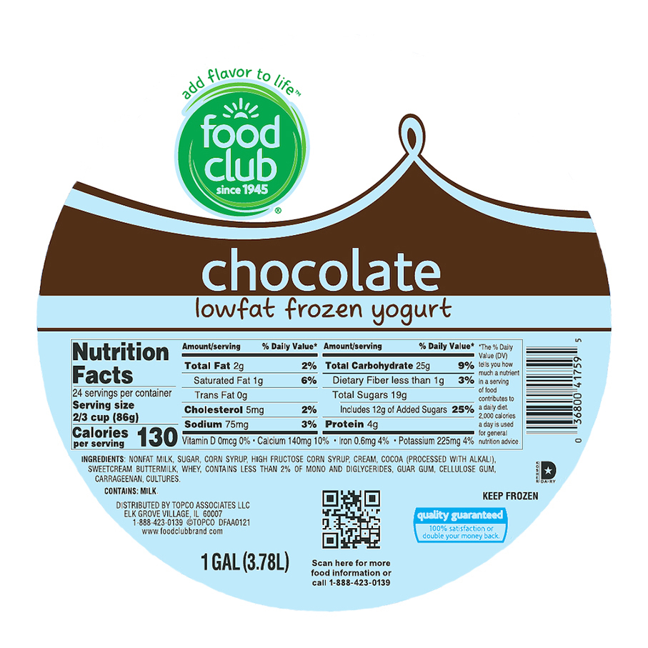 Frozen yogurt clearance nutrition