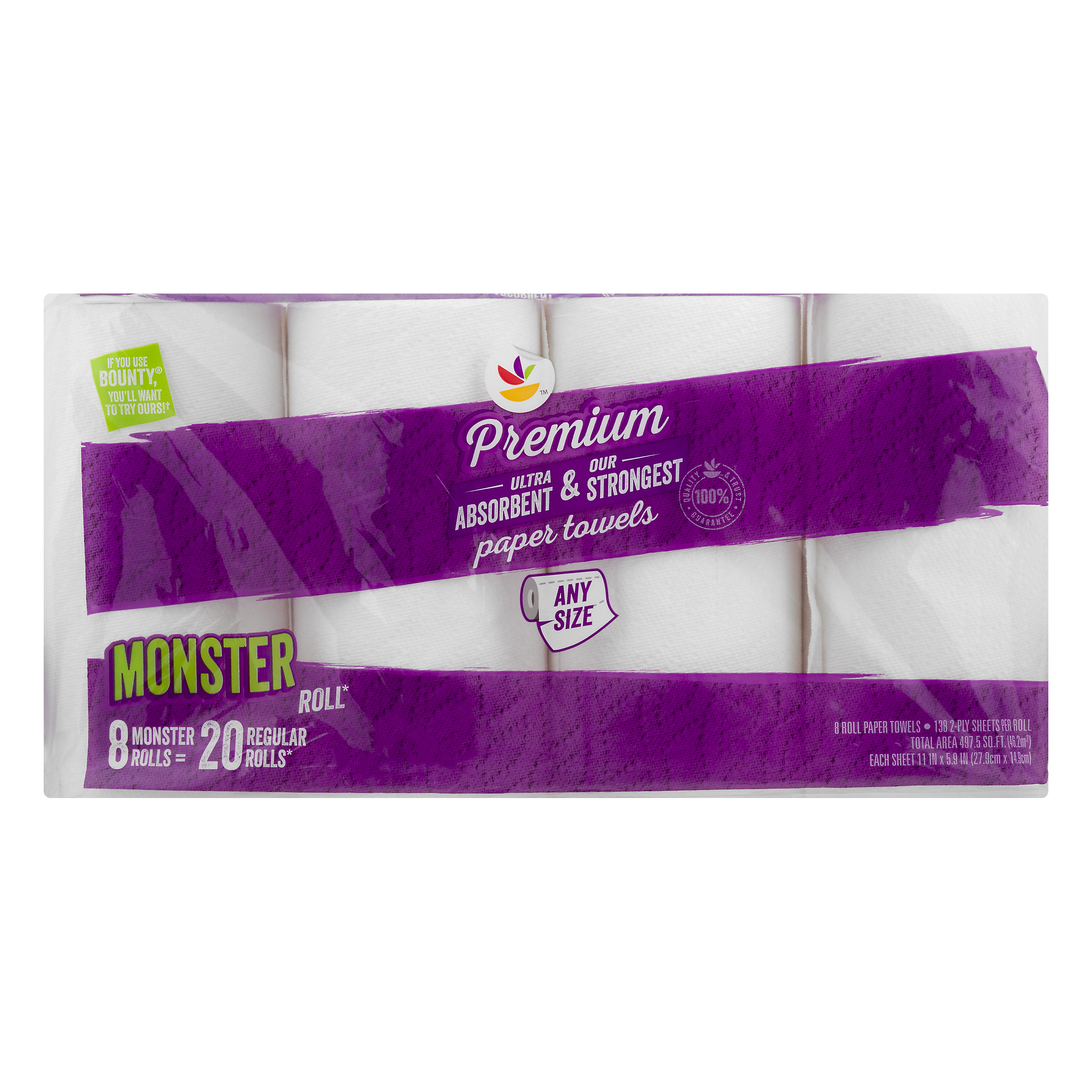 Ahold 2-Ply Any Size Monster Roll Premium Paper Towels 8.0 ea OVERWRAP