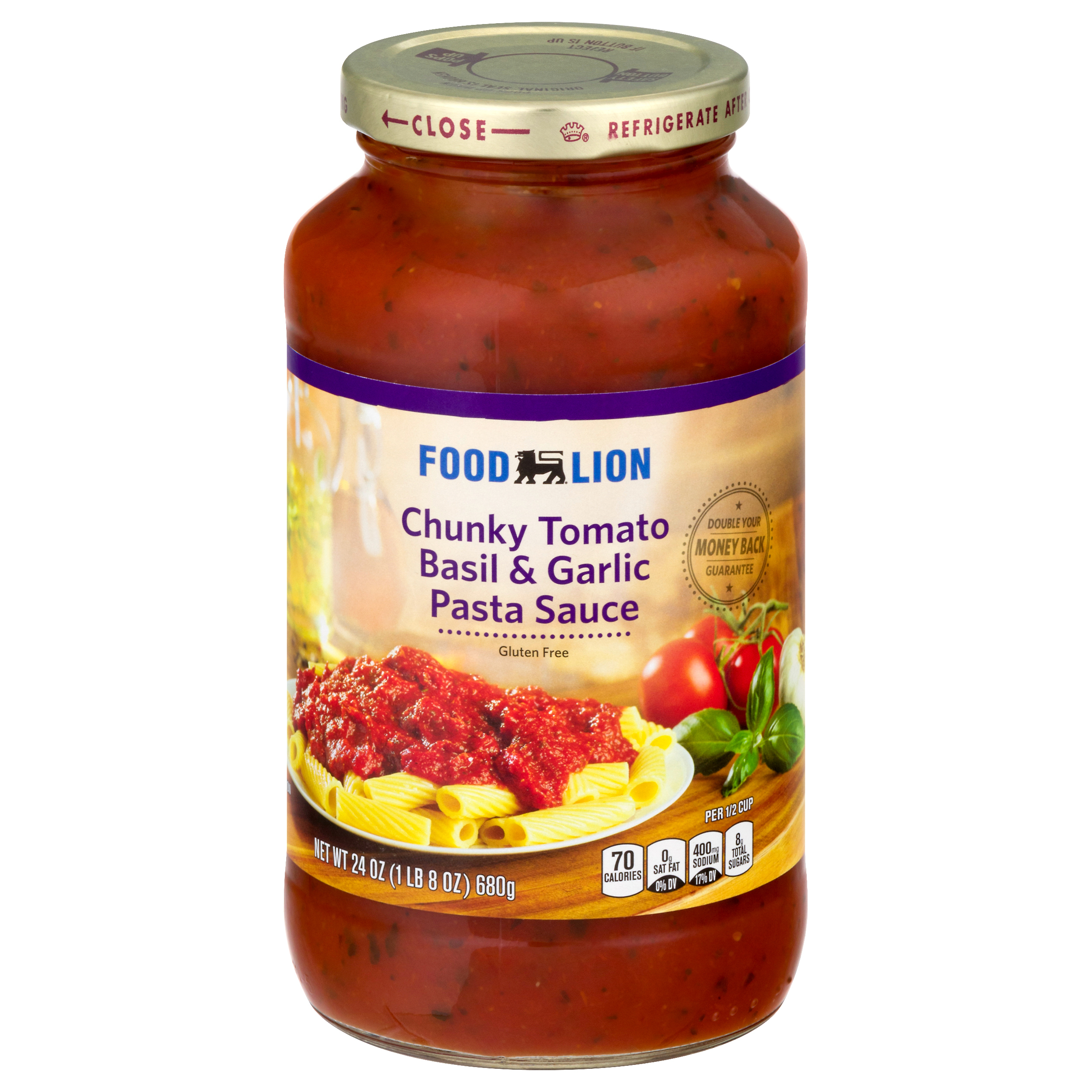 Food Lion Chunky Tomato Basil & Garlic Pasta Sauce 24 oz Jar