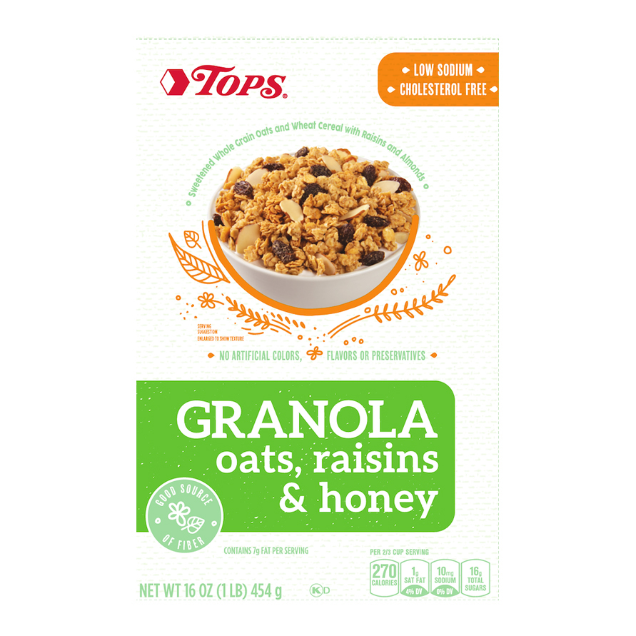 Tops Granola Oats, Raisins & Honey Cereal 16 oz