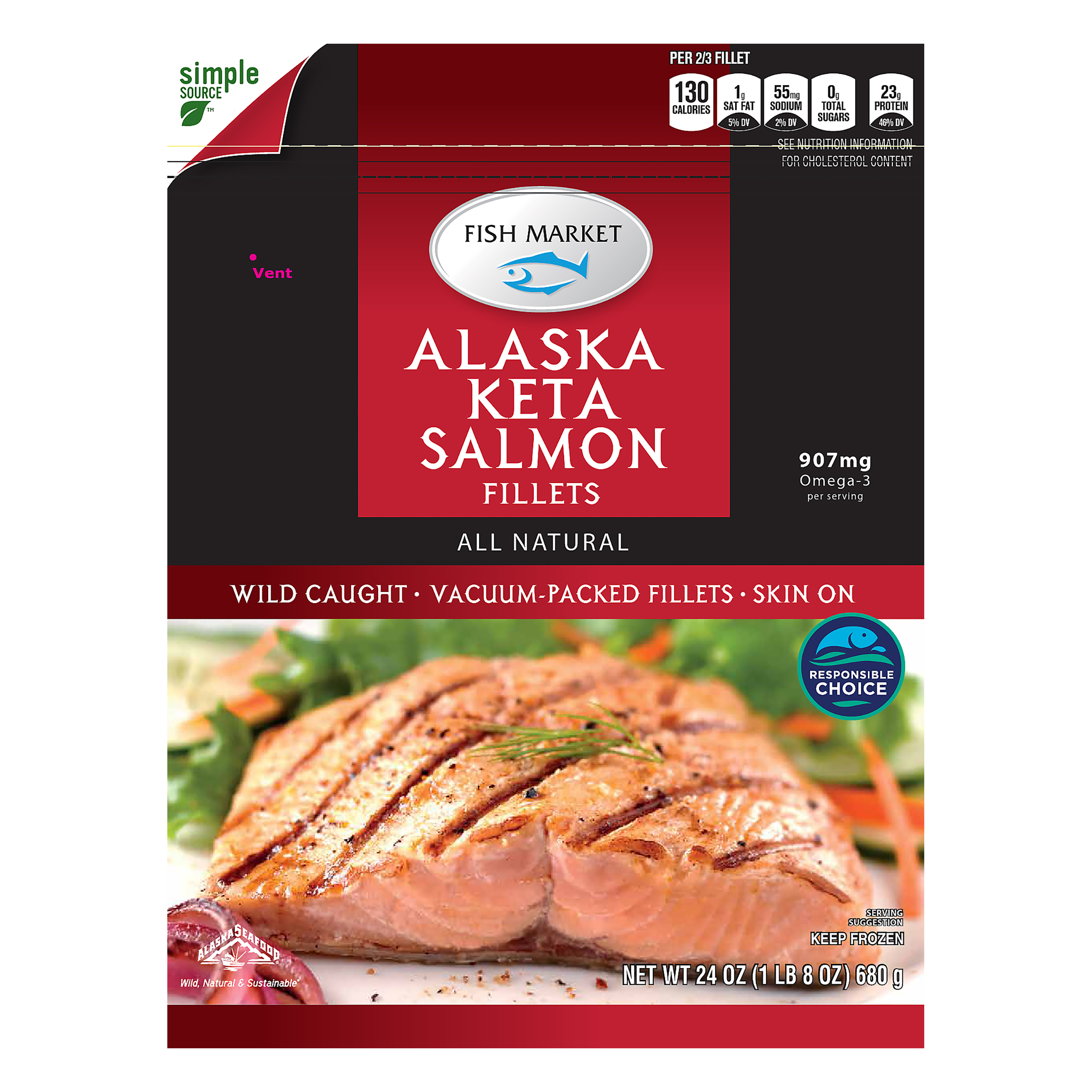 Fish Market Alaska Keta Salmon Fillets 24 oz Package