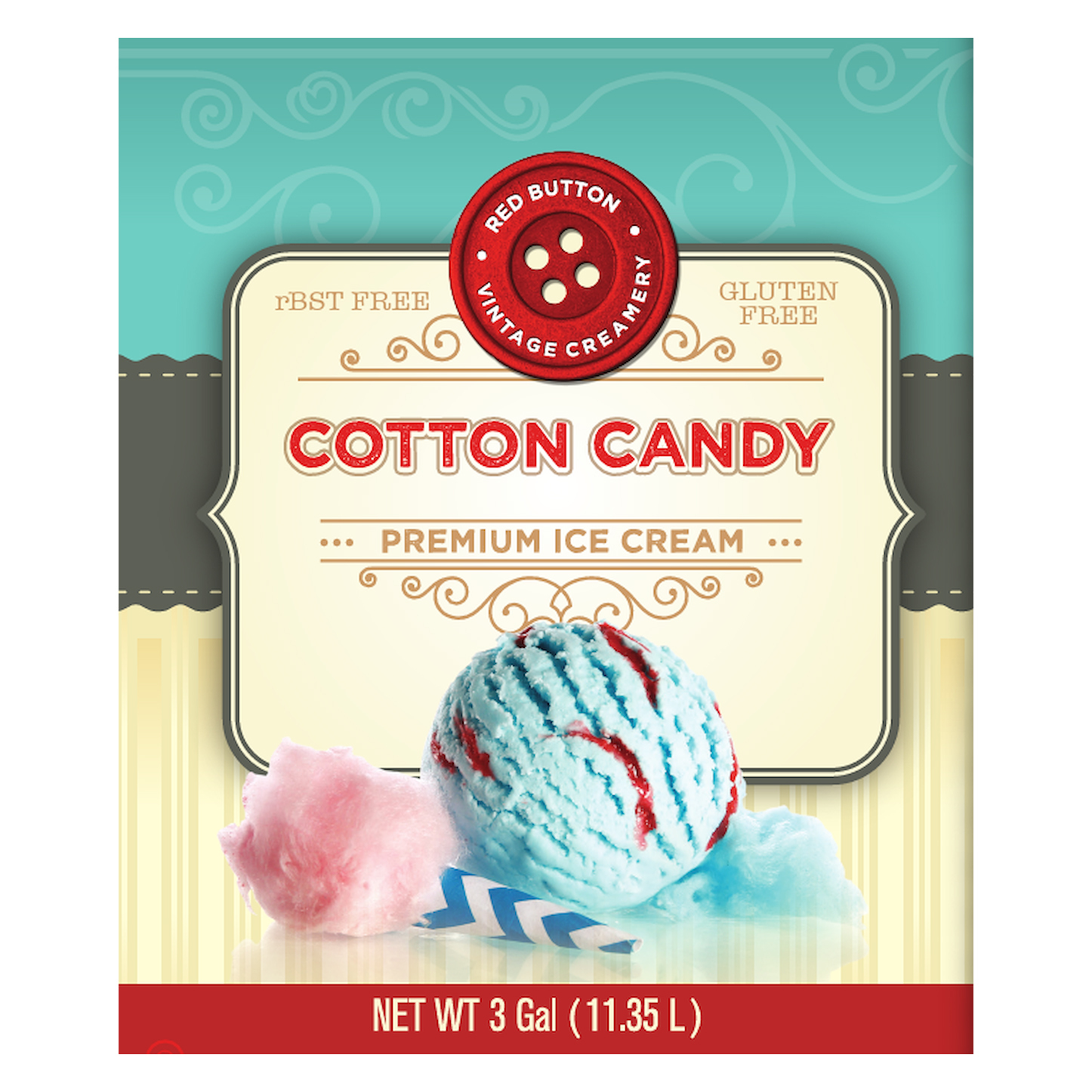 Red Button Vintage Creamery Premium Cotton Candy Premium Ice Cream