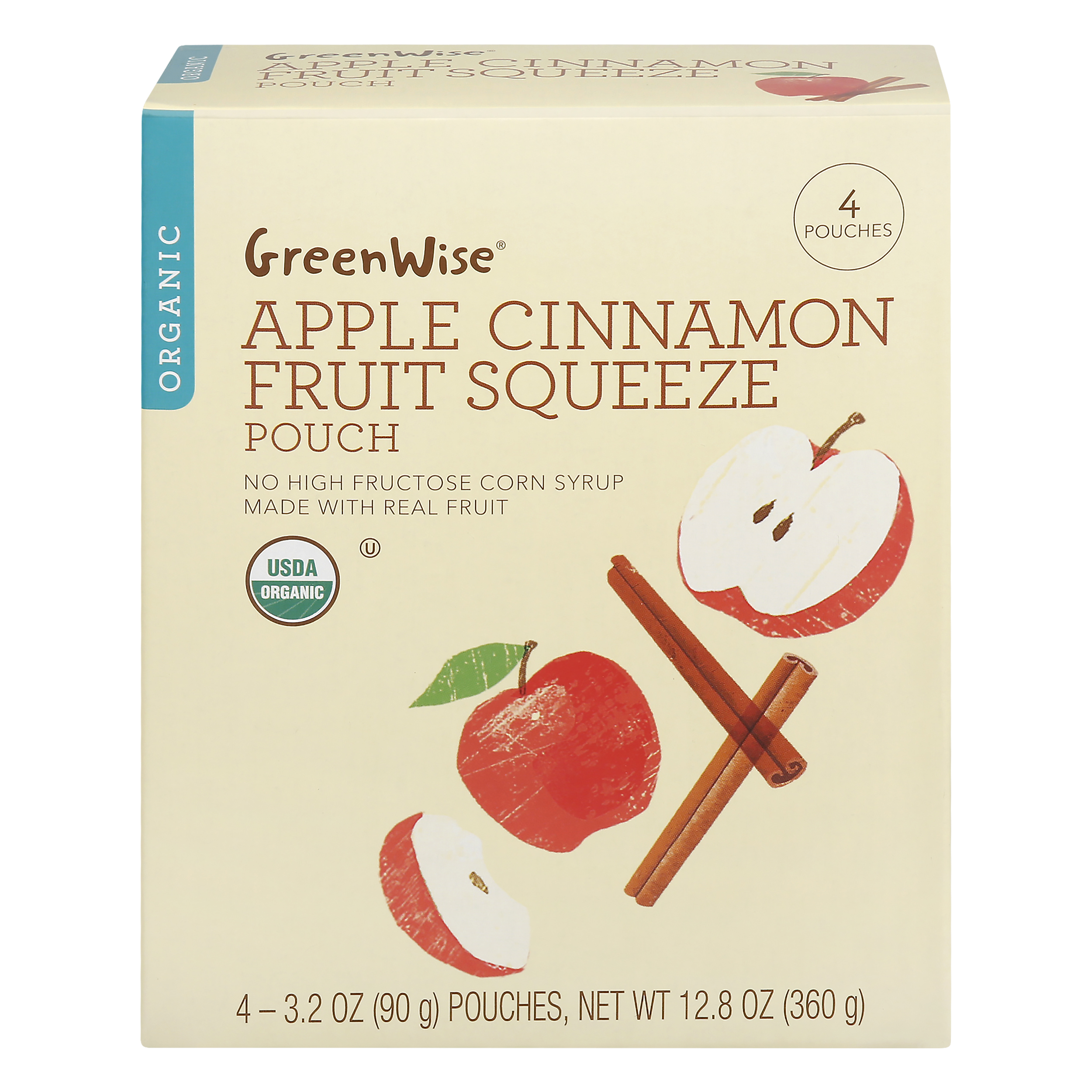 GreenWise Organic Apple Cinnamon Fruit Squeeze Pouch 4 ea BOX