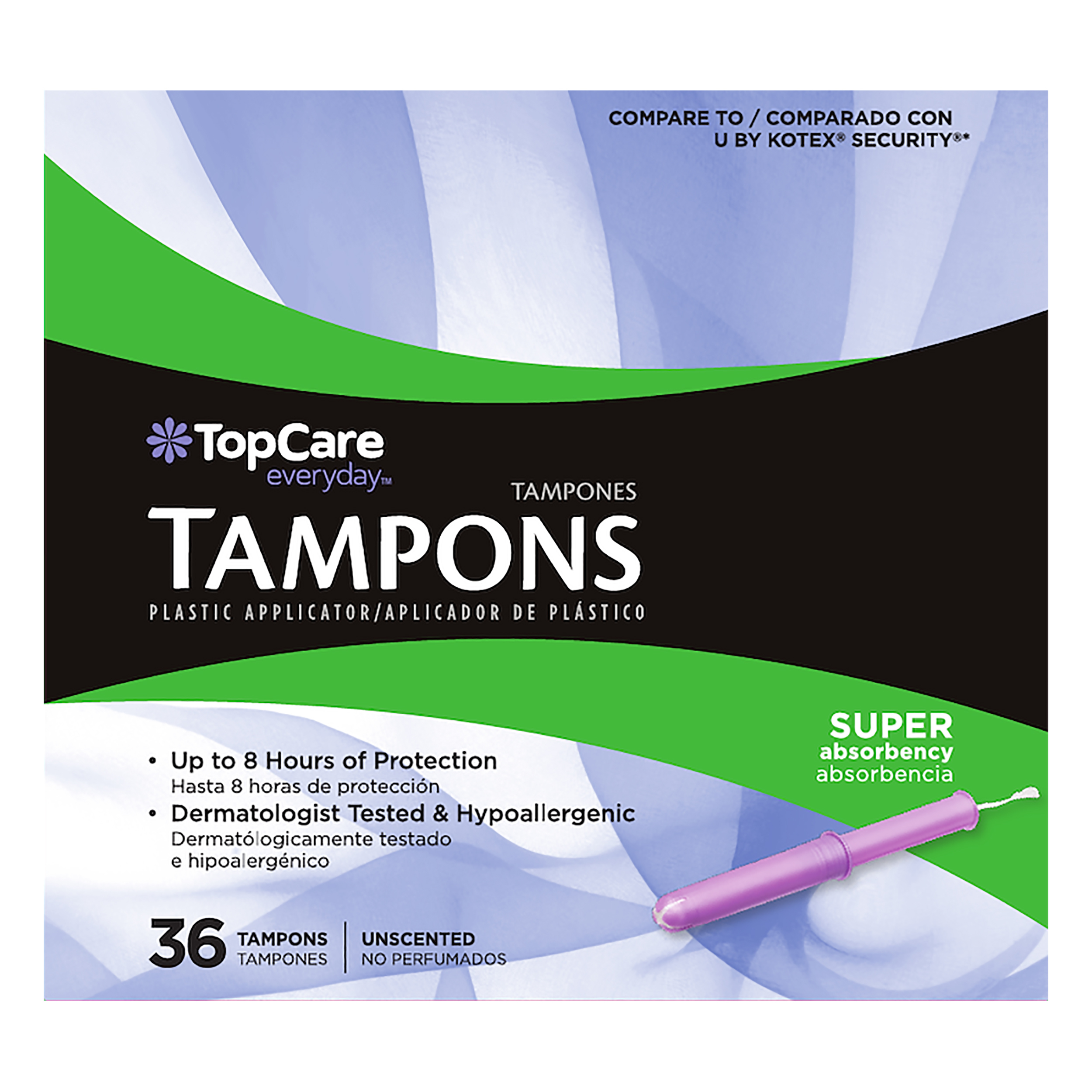 TopCare Everyday Super Absorbency Plastic Unscented Tampons 36 36