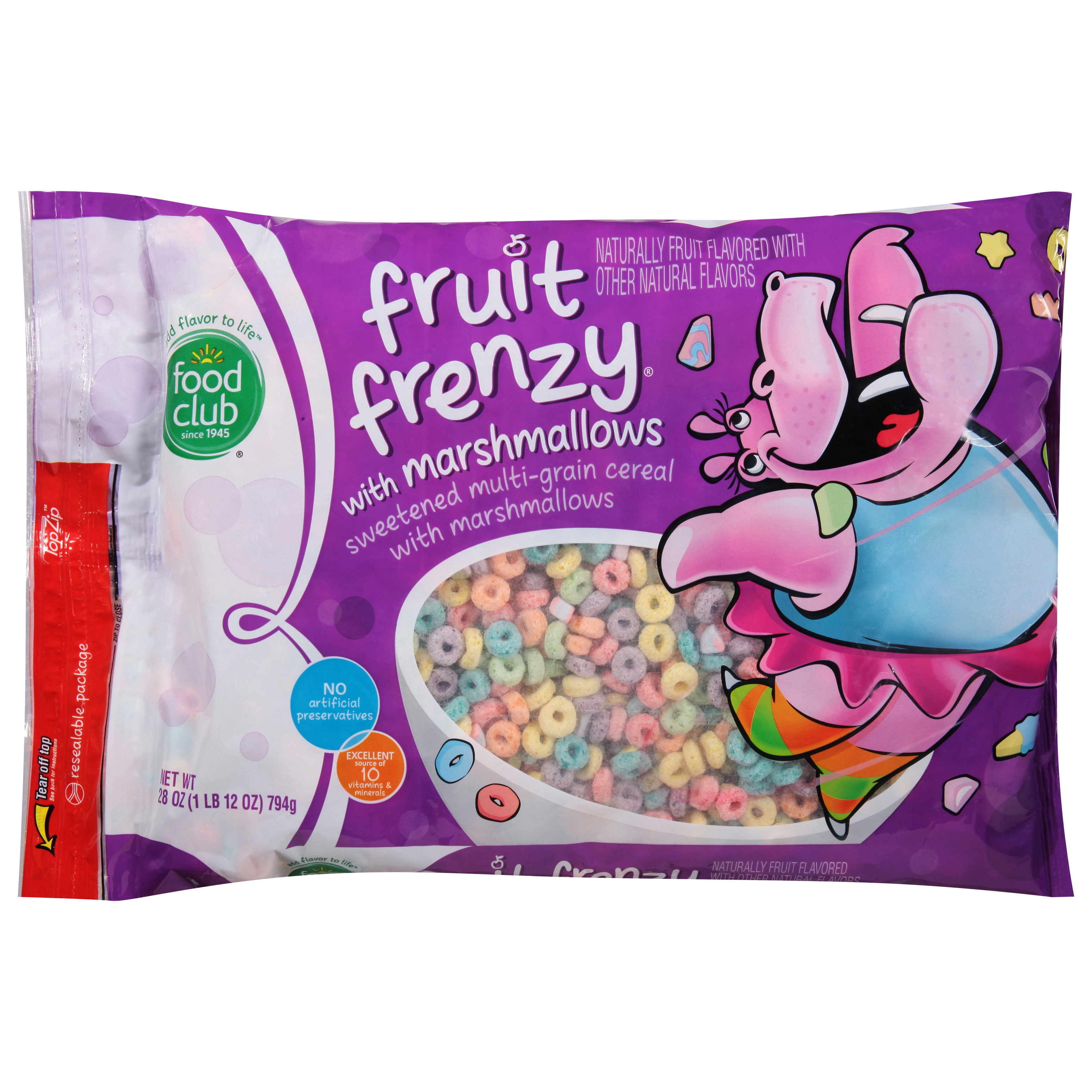 Food Club Fruit Frenzy with Marshmallows Cereal 28 oz