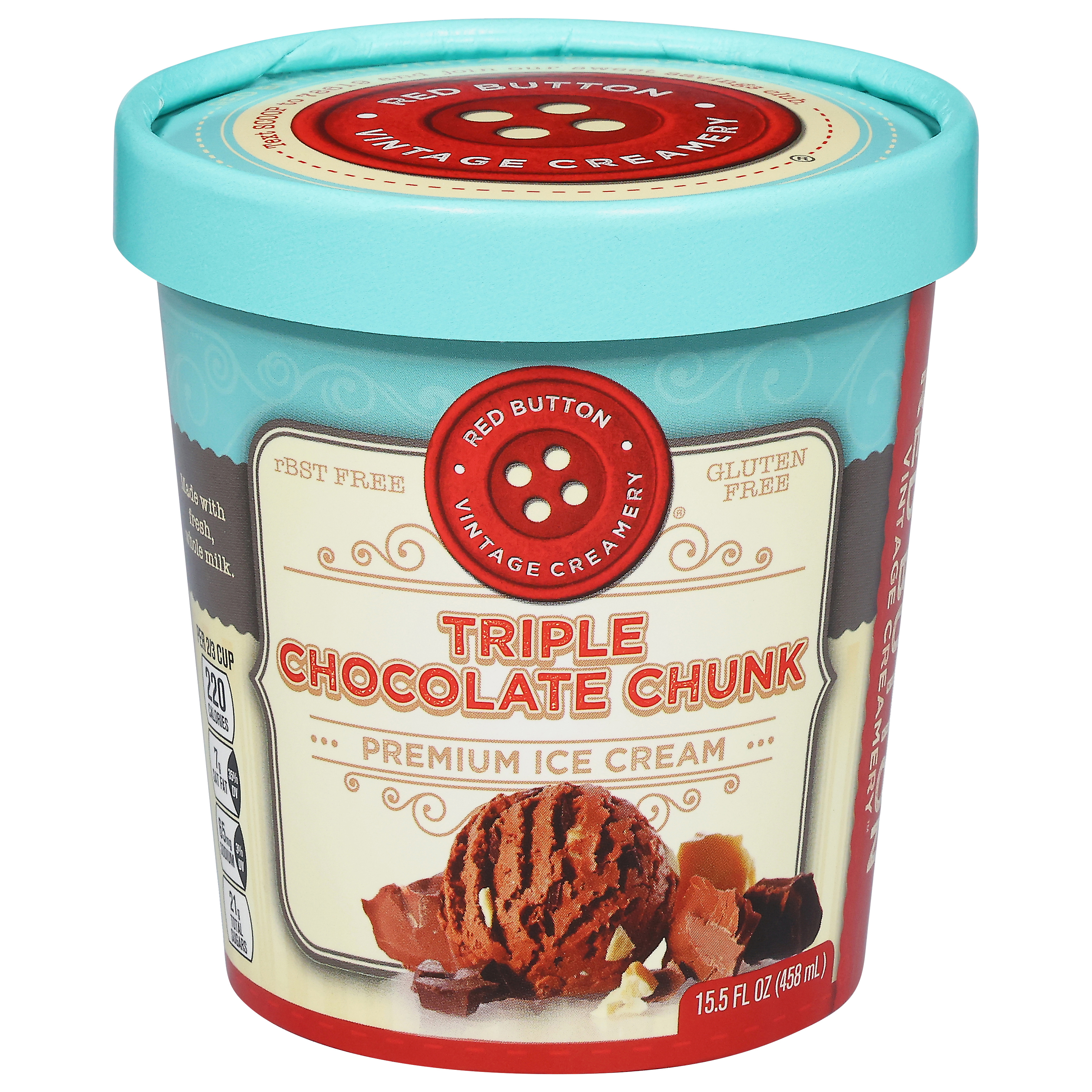 Red Button Vintage Creamery Triple Chocolate Chunk Premium Ice Cream 15 ...