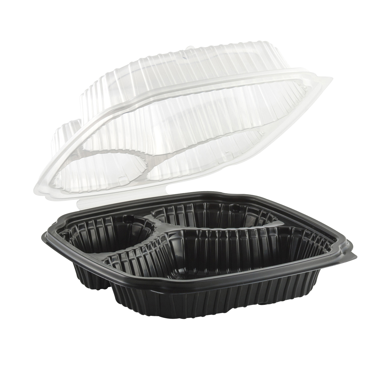 3-COMPT CL CONTR BLACK 9X9X3