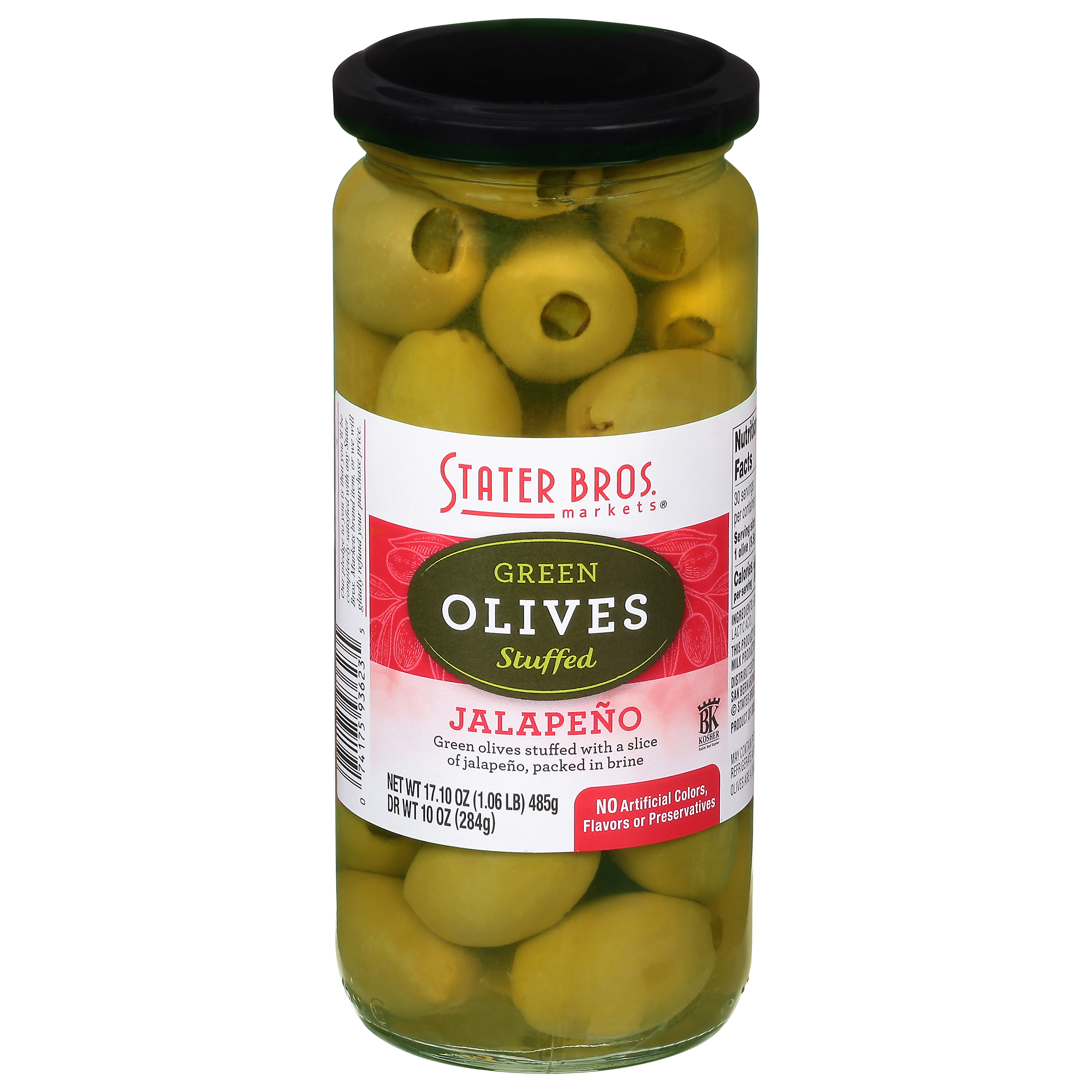 Stater Bros. Markets Green Stuffed Jalapeno Olives 17.10 oz