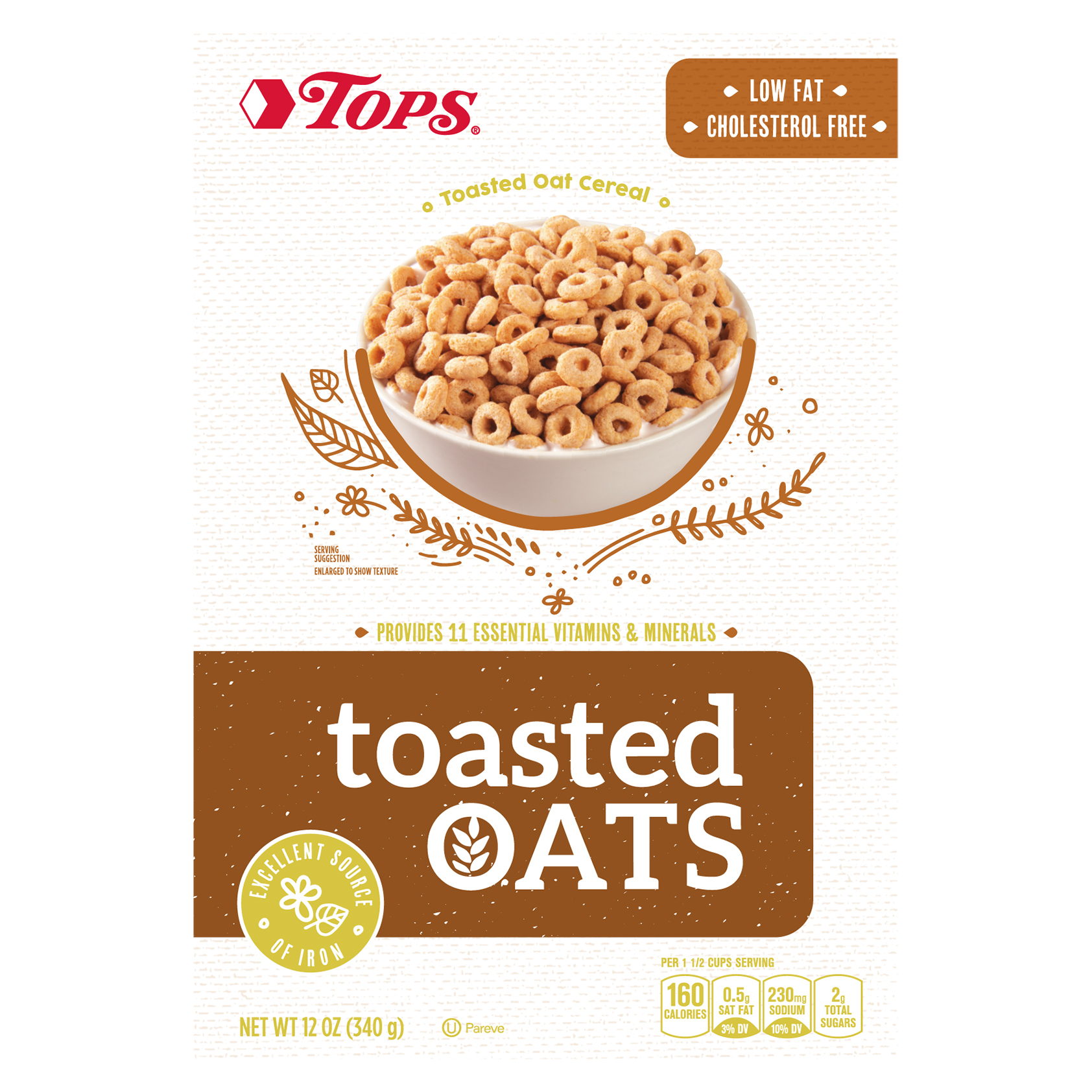 Tops Toasted Oats Cereal 12 oz