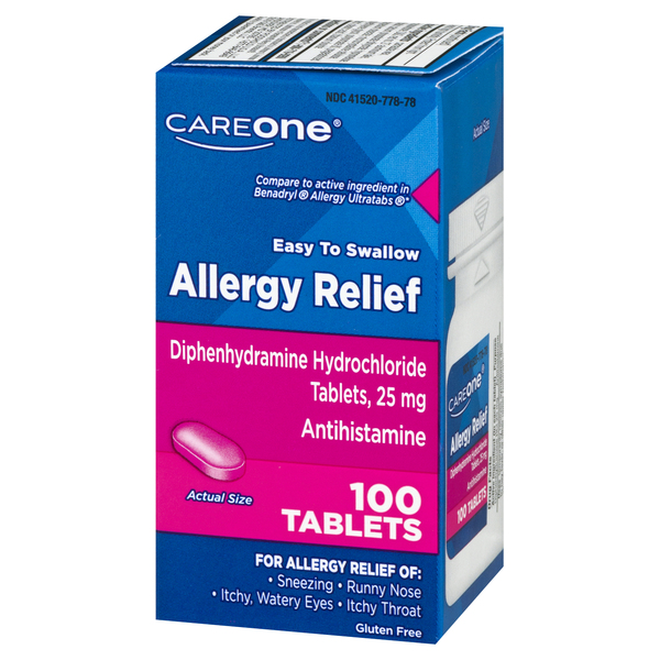 CareOne Allergy Relief Tablets Gluten Free - 100 ct box