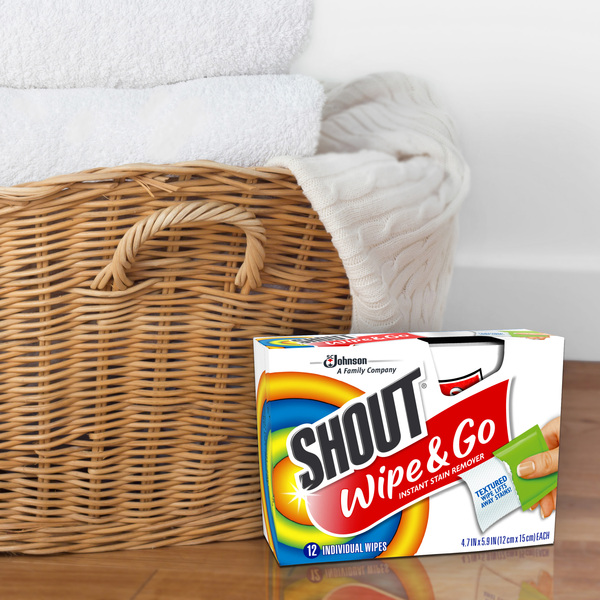 Shout Stain Remover Wipes, 12 Count