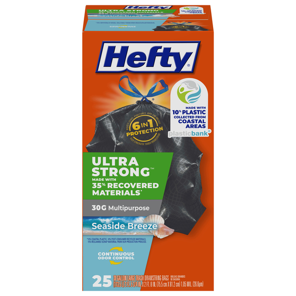 Hefty Ultra Strong Trash Bags Drawstring Seaside Breeze 30 Gallon 25 ct box MARTIN S