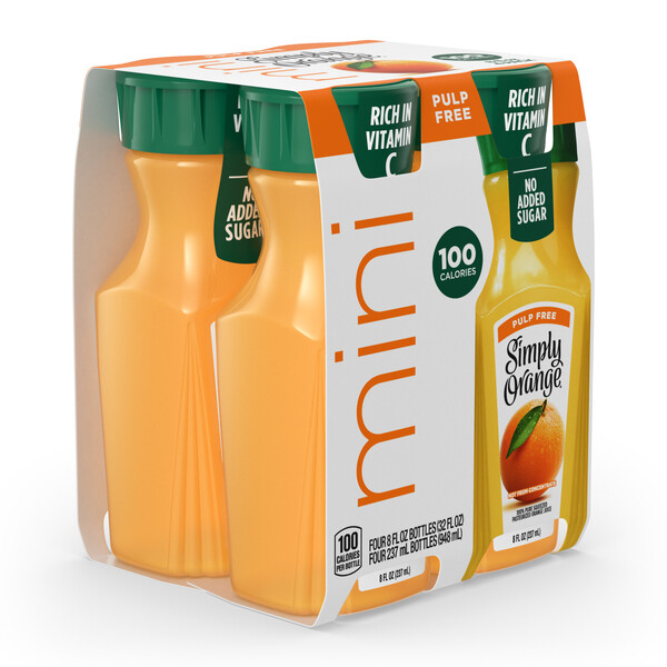 Simply Orange Mini Pulp Free Orange Juice - 4 pk - 8 oz btl