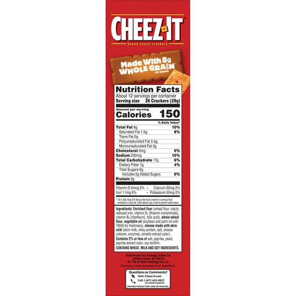 Cheez-It Baked Snack Crackers Whole Grain - 12.4 oz box ...