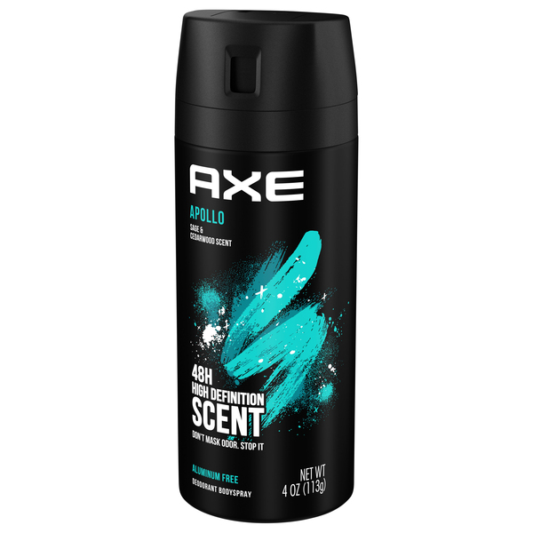 AXE Apollo Body Spray Deodorant for Long-Lasting Odor Protection, Sage &  Cedarwood Deodorant for Men Formulated Without Aluminum 4 Ounce (Pack of 4)