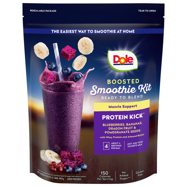 Dole Boosted Blends Protein Smoothie Blueberry Banana Frozen 32 oz bag Stop Shop