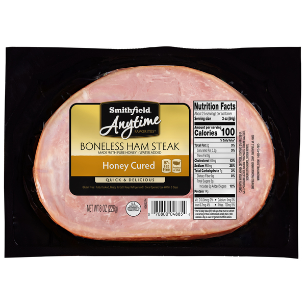 Smithfield Anytime Favorites Boneless Honey Cured Ham Steak 8 oz pkg Giant