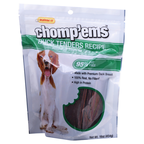 Ruffin It Chomp ems Duck Tenders Dog Treats 16 oz bag Stop Shop