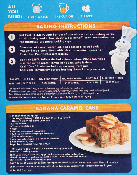 Pillsbury sugar free cake mix discount