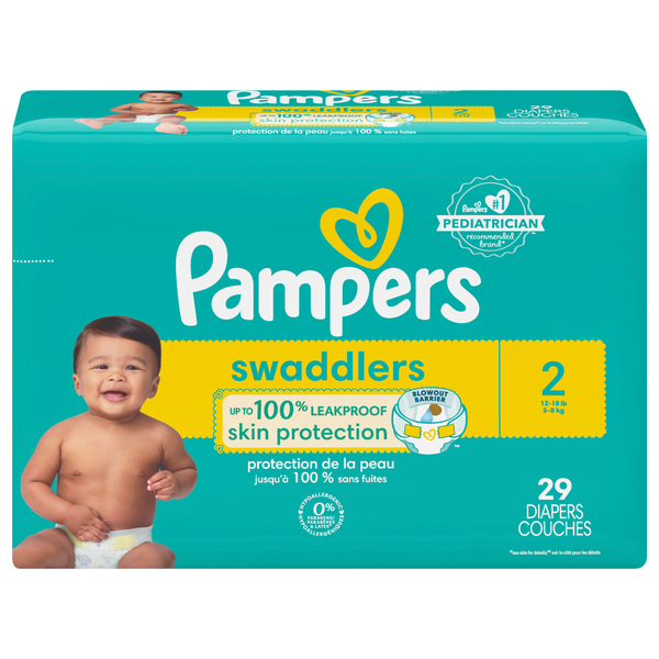 Pampers Swaddlers Size 2 Baby Diapers 12-18 lb - 29 ct pkg