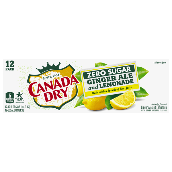Canada Dry Zero Sugar Ginger Ale & Lemonade Soda Caffeine