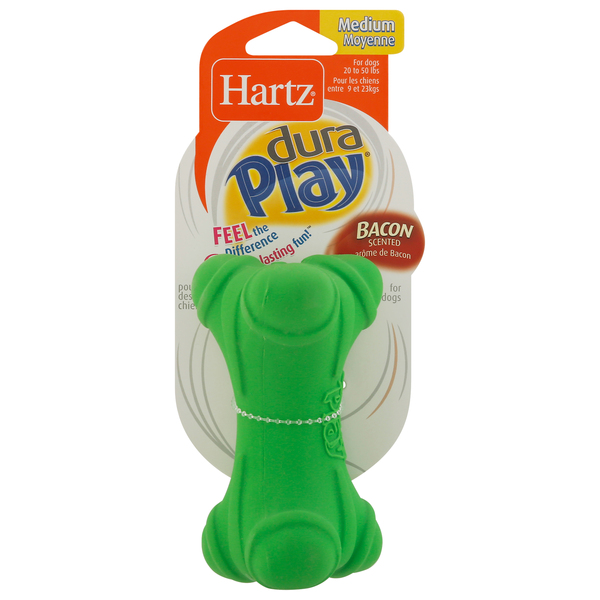 Hartz DuraPlay Medium Dog Toy Bone Bacon Scented 1 ct pkg Giant