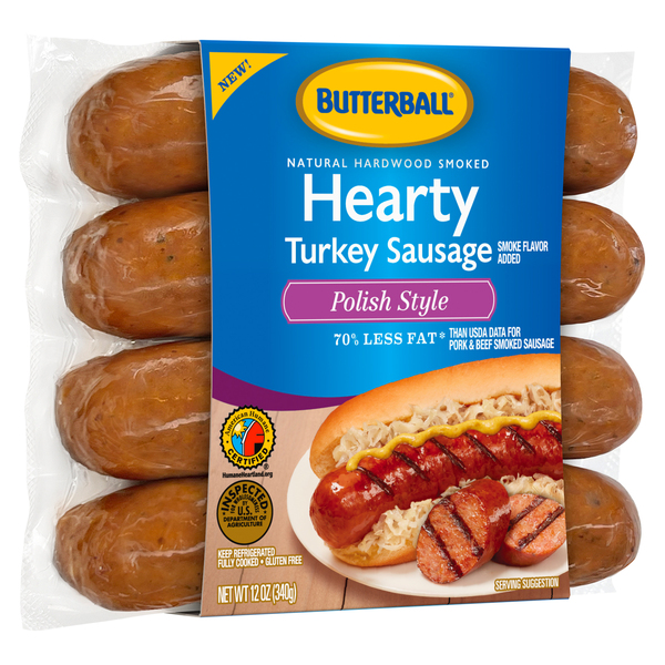 Butterball Hearty Polish Style Turkey Sausage 4 ct 12 oz pkg