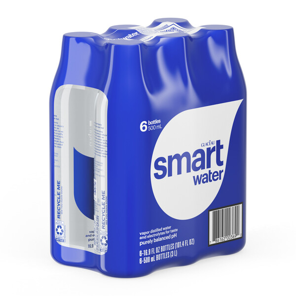 Smartwater Vapor Distilled Premium Water Bottles, 1 Liter, 12 Pack