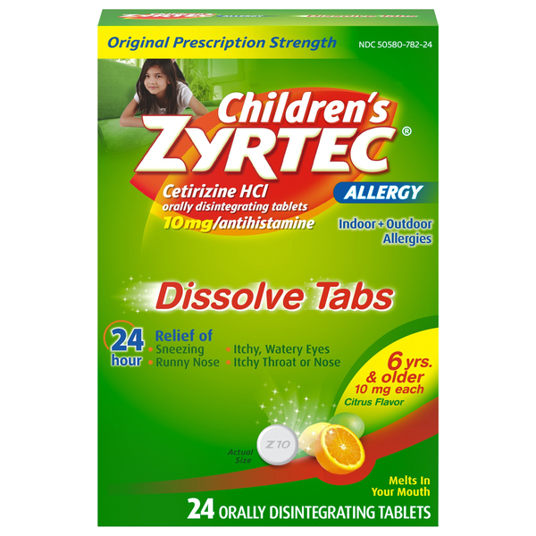 Zyrtec Children's Allergy Relief 10 mg Dissolve Tabs Citrus Flavor