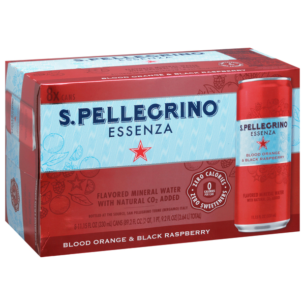 San Pellegrino Mineral Water Blood Orange & Black Raspberry - 8 pk - 11.15  oz can | Stop & Shop