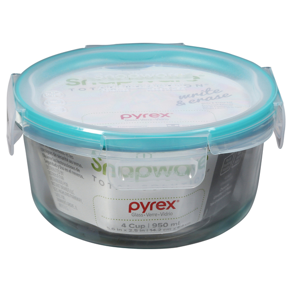 Pyrex Snapware Total Solution 2 Cup Glass Food Storage with Write & Erase  Lid