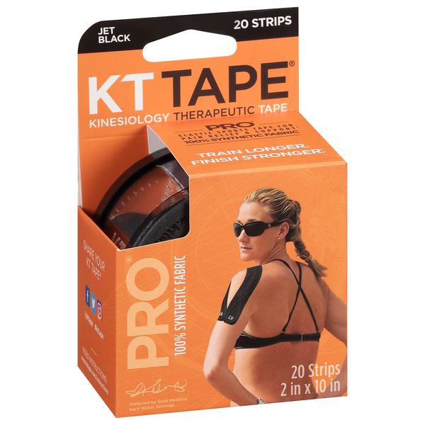 KT Tape Therapeutic Tape Strips Jet Black - 20 ct box