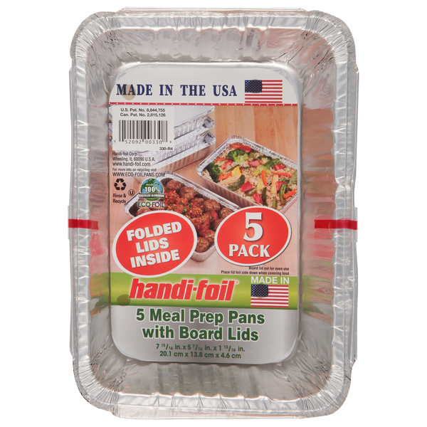Handi-foil® Storage Containers and Board Lids - Silver, 5 pk / 7.9 x 5.4 in  - Baker's