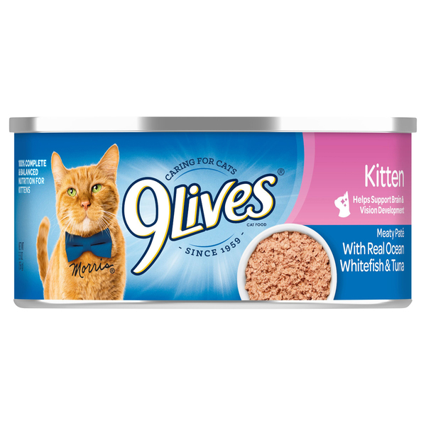 9Lives Ocean Whitefish Tuna Meaty Pate Wet Kitten Food 5.5 oz can Food Lion
