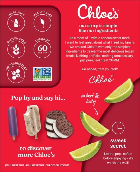 Chloe s Dairy Free Lime Fruit Pops 4 ct 10 oz box GIANT