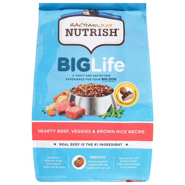 Rachael Ray Nutrish BIG Life Beef Veggies Brown Rice Adult Dry Dog Food 28 lb bag MARTIN S