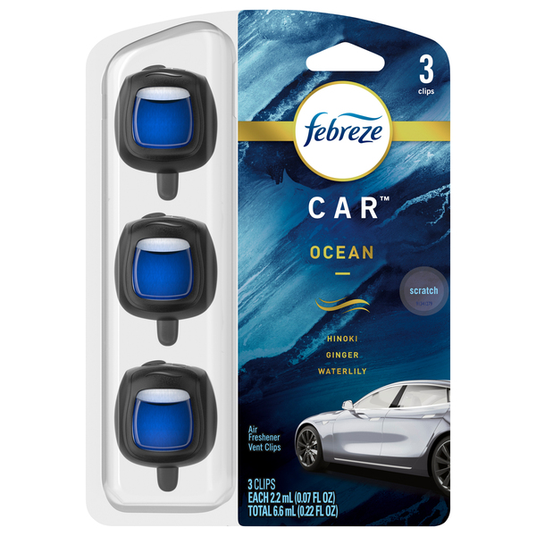 Febreze Car Ocean Vent Clip Air Freshener - 3 ct pkg