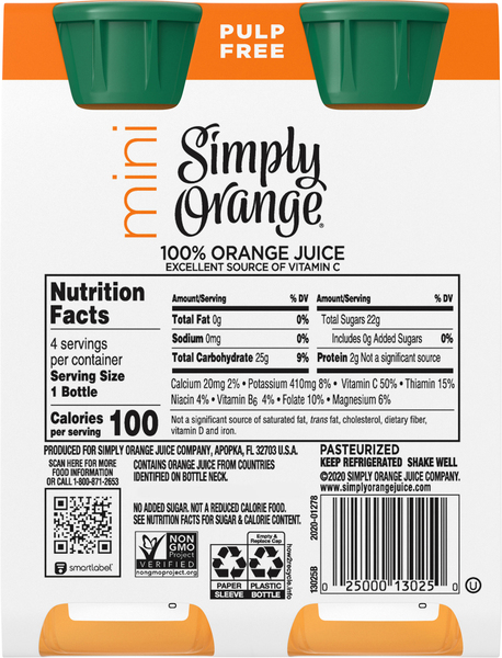 Simply orange juice nutrition cheap