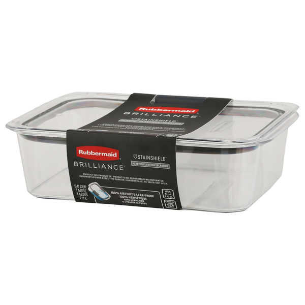 Rubbermaid Brilliance Plastic Container with Lid Large 9.6 Cup - 1 ea
