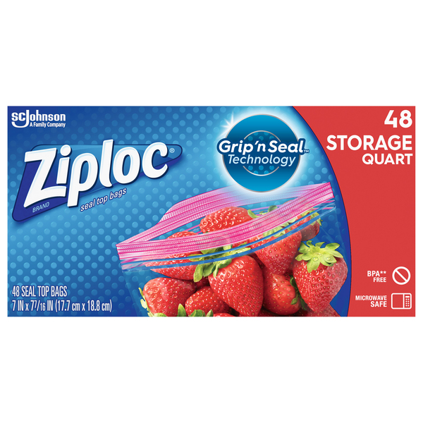 Ziploc Double Zipper Quart Storage Bags - 48 ct box