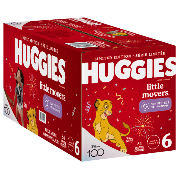 Huggies Little Movers Disney Size 6 Diapers 35+ lbs - 84 ct box