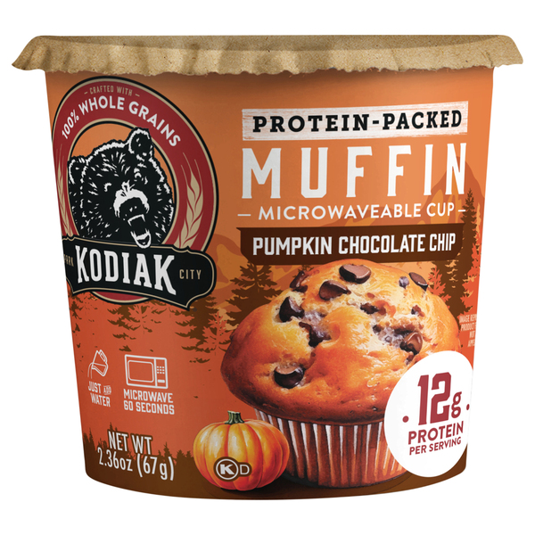 Kodiak Protein-Packed Pumpkin Chocolate Chip Muffin Microwavable Cup ...