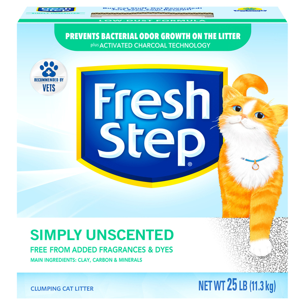 Fresh Step Clean Paws Clumping Simply Unscented Cat Litter 25 lb box Stop Shop
