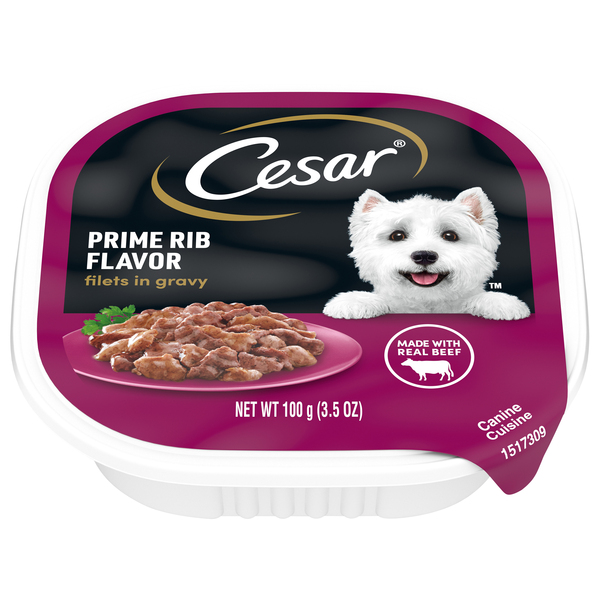CESAR Filets in Gravy Prime Rib Flavor Adult Wet Dog Food 3.5 oz pkg MARTIN S