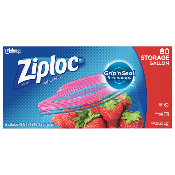 Ziploc Food Storage Bags Double Zipper Gallon 80 ct box Giant