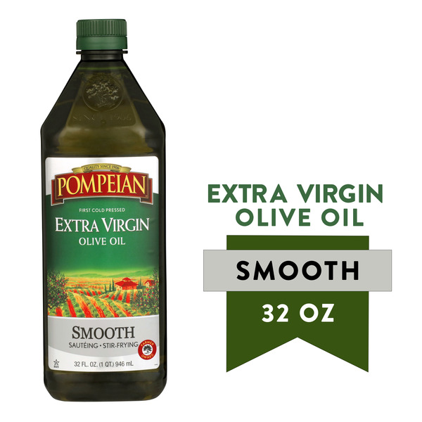 Pompeian Smooth Extra Virgin Olive Oil, First Cold Pressed, Mild and  Delicate Flavor, Perfect for Sauteing and Stir-Frying, Naturally Gluten  Free