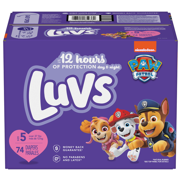 Luvs Nickelodeon Paw Patrol Size 5 Diapers 27+ lbs - 74 ct box
