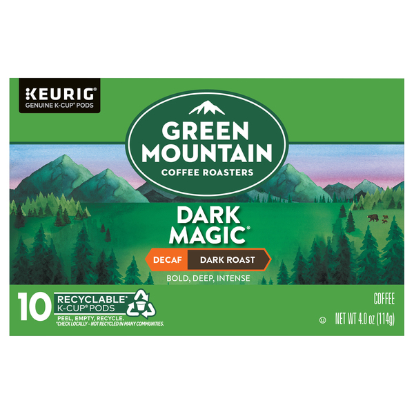 Green Mountain Dark Magic Decaf Dark Roast Coffee K Cup Pods 10 ct box Stop Shop
