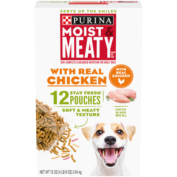 Purina Moist Meaty Dry Dog Food with Real Chicken Pouches 12